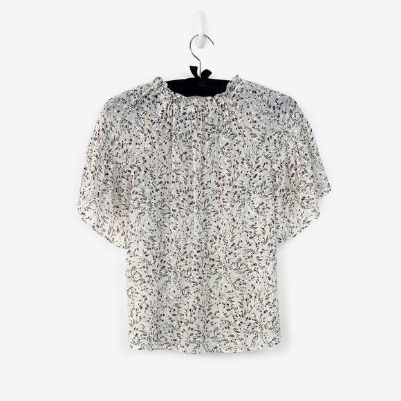 Zapa Paris Floral Blouse Size L Cream Flowy Boho Romantic French Girl Summer - Picture 2 of 4